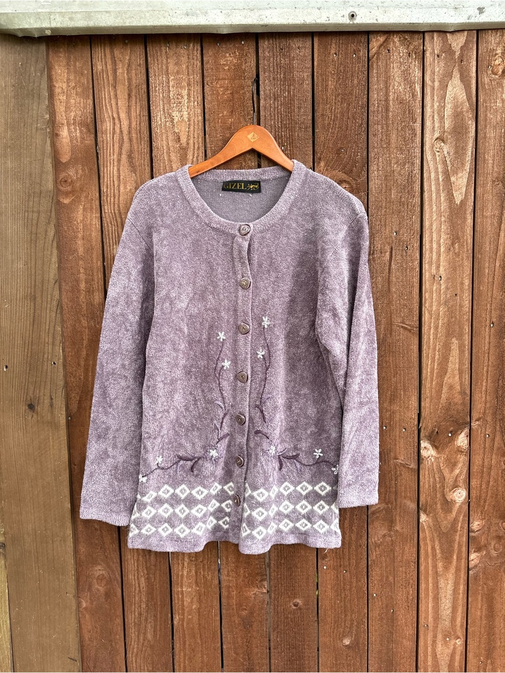 Vintage Gizel Mauve Dusty Purple Grandmacore Longline Cardigan